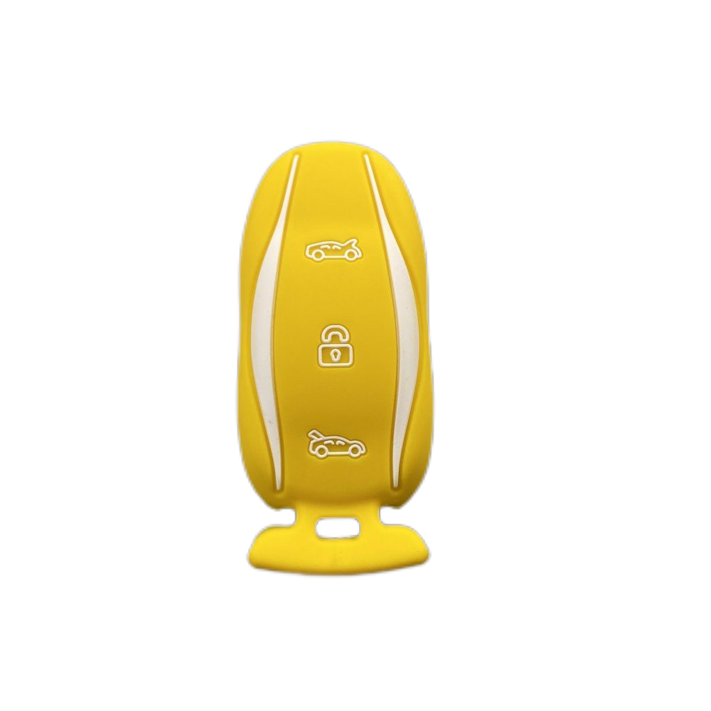 3-knoppen siliconen autosleutel beschermhoes beschermer rubberen huid houder sleutelhanger accessoires voor Tesla Model S P85D P70 afstandsbediening set: MULTI