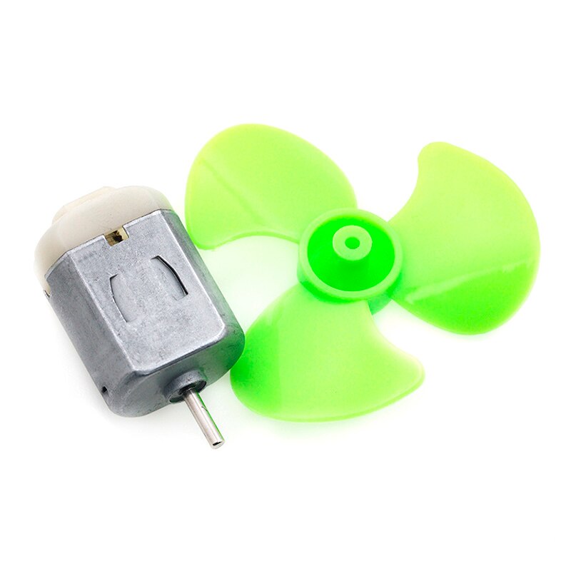 1 conjunto dc micro 130 motor de engrenagem com lâmina de ventilador pequena hélice 3-6v para arduino experiência diy: 1Set green