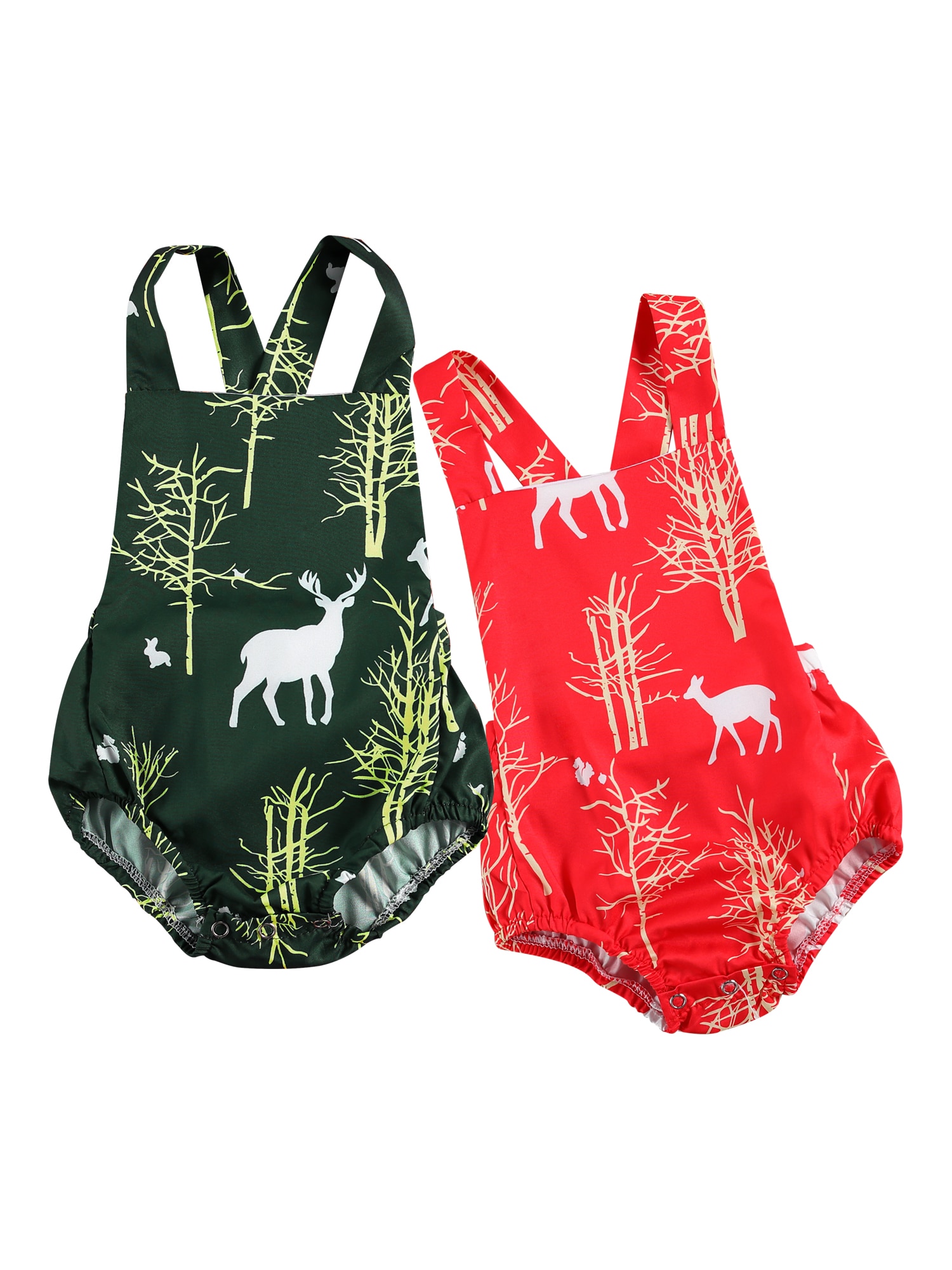 Christmas Baby Boy Girl Christmas Sleeveless Reindeer Print Short Pants Vest Romper