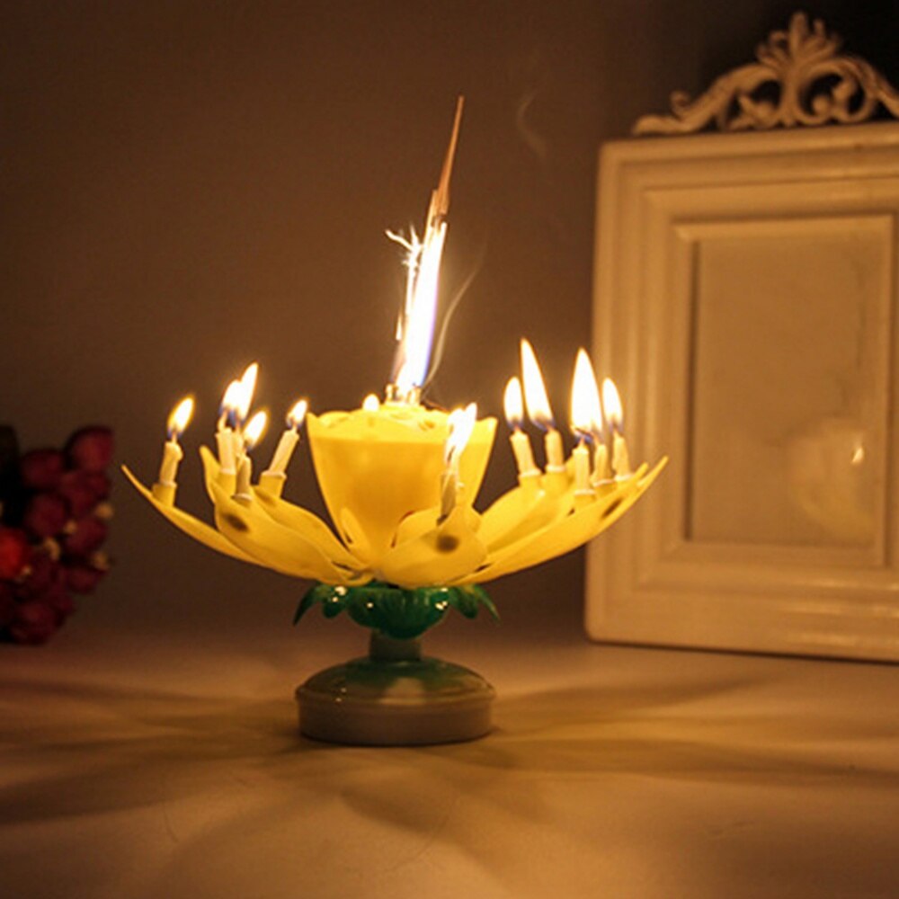Mehrfarbig Rotierenden Lotus Kuchen Kerze Blume Geformt Musik Kerze DIY Party Geburtstag Hochzeit Kuchen Dekoration Für freundlicher