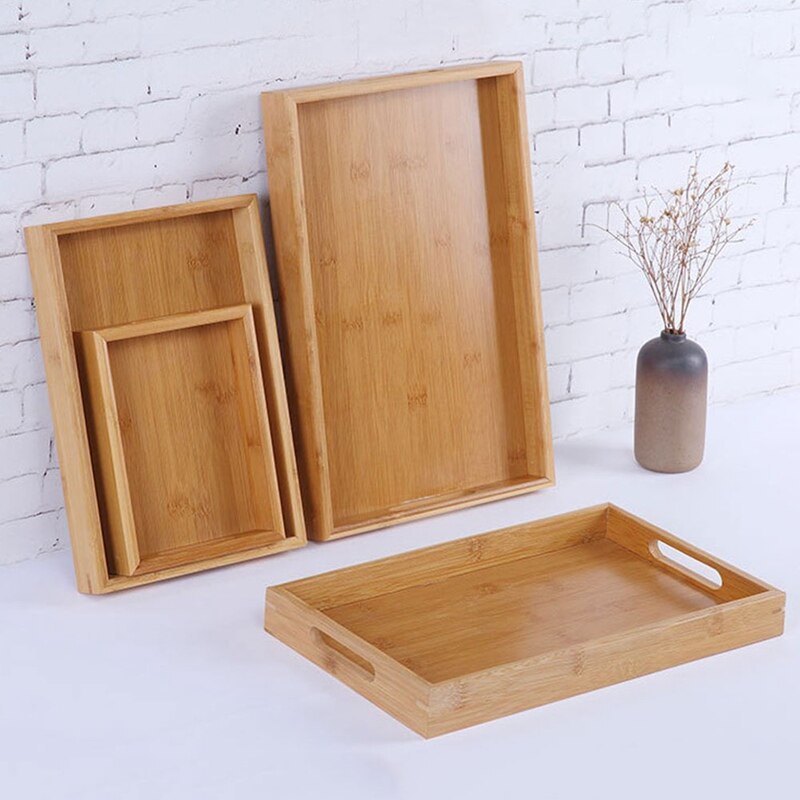 Bamboo Wooden Rectangular Tea Tray Solid Wood Tray Trays Serving Tray Kung Fu Tea Cup Tray Wooden Hotel Dinner Plate