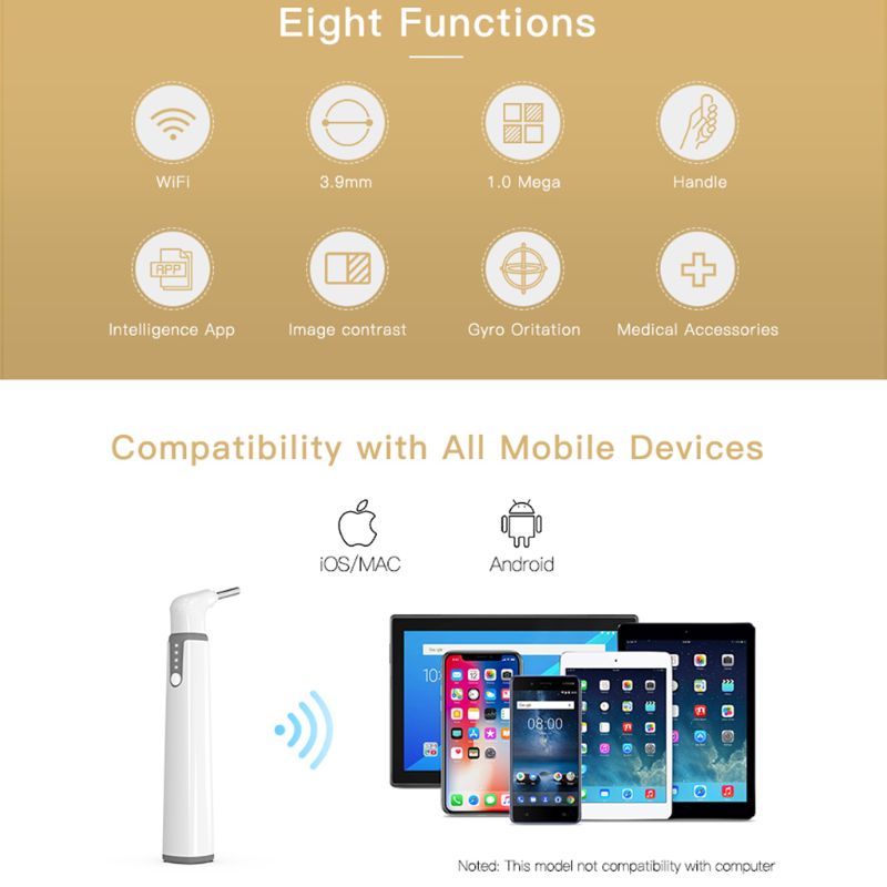 Wifi Otoscope intelligent Earscope nettoyant oreille cuillère Earpick 3.9mm Endoscope Camrea