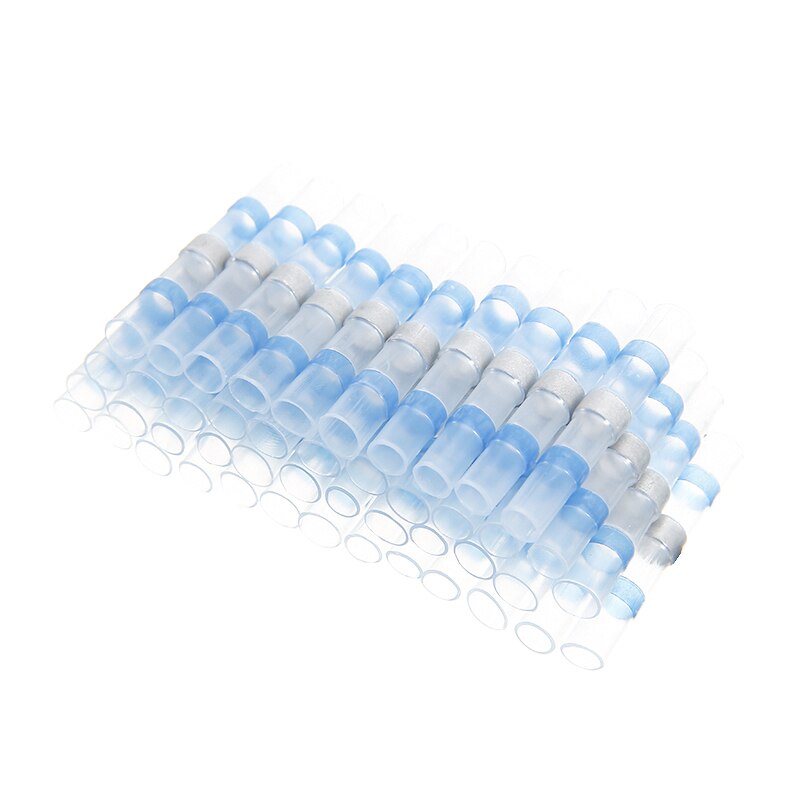50PCS Heat Shrink Solder Seal Wire Sleeve Butt Splice Connectors Waterproof Electrical Wire Insulated Terminals Kit 14-16AWG