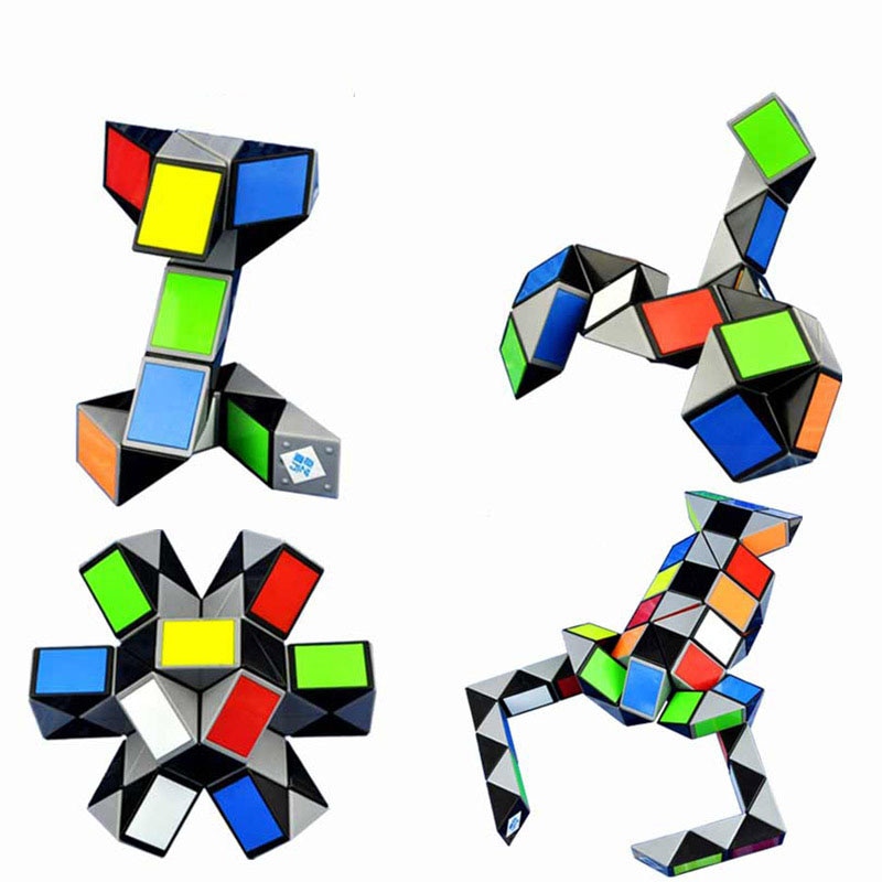 Farverige 3d magiske lineal terning 24/36/48/72 segmenter cubo magico slange twist terning puslespil barn pædagogiske legetøj til børn