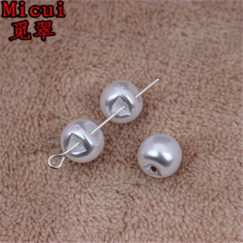 Micui 100 stk 10mm rund form perlesøm abs perler scrapbog sy på perler til smykker håndværk tøj dekorationer  zz388