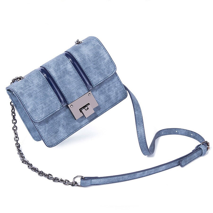 lässig Shoullder Tasche Frauen Denim Textur Leder Platz Bote Taschen Abend Kupplung Taschen Abdeckung Gradienten Klappe Crossbody Bolsa