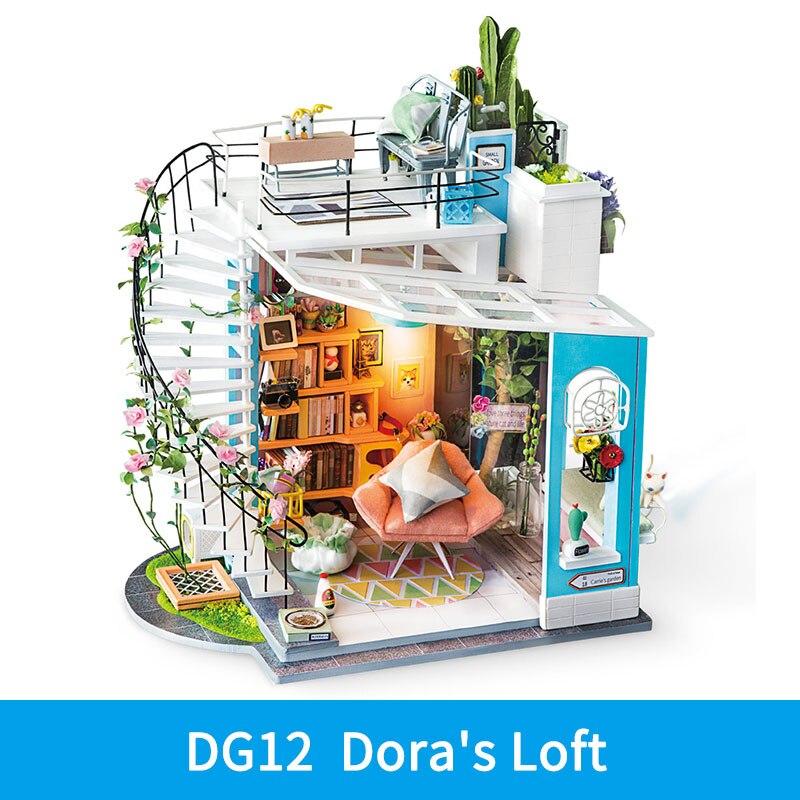 Robotime Diy Houten Miniatuur Dollhouse 1:24 Handgemaakte Poppenhuis Model Building Kits Speelgoed Voor Kinderen Volwassen: DG12