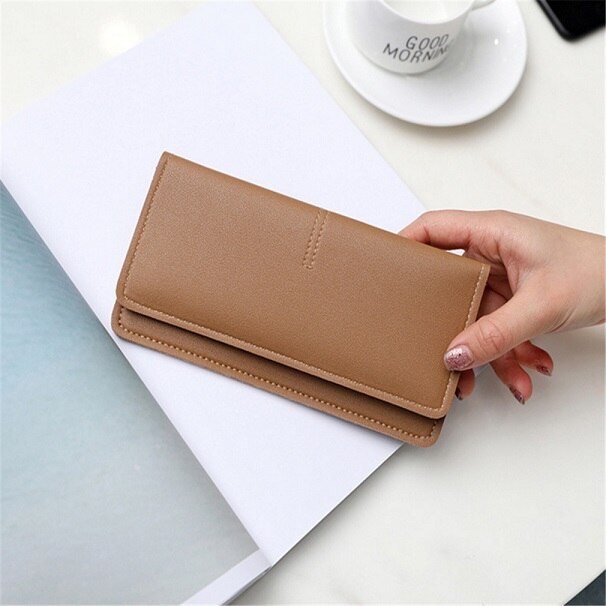 Style Women Purse Europe And America Simple Ultra-thin Wallet Coin Card Phone Holder Soft Leather Female Clutch Bag: brown