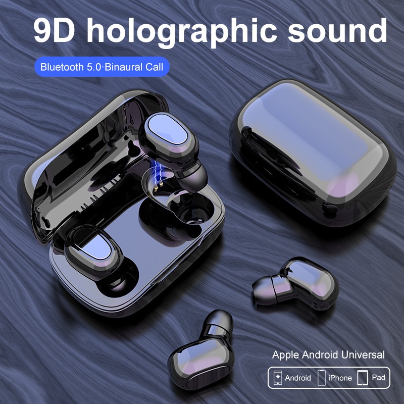 Auriculares Tws L21 Pro, inalámbricos por Bluetooth 5,0, auriculares estéreo con Android iOS de sonido holográfico, caja de carga IPX5