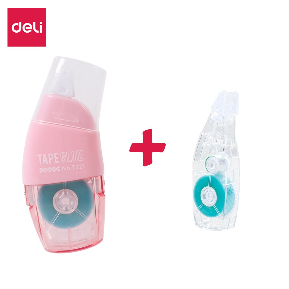 Deli Adhesive Roller With Refill Double Sided Adhesive Dots Stick Glue Dot Liner Petit Disposable DIY office school: Pink With Refill