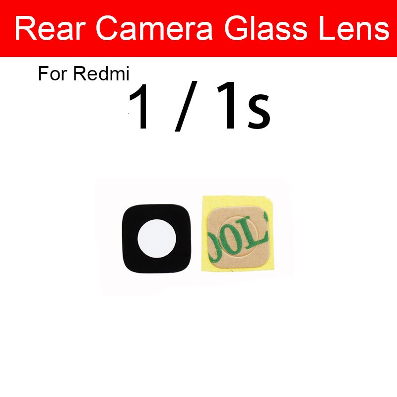 Bagside kamera glas linse + selvklæbende mærkat til xiaomi redmi 1s 2 2a 3s 3x 4x 4a 5 5a 6 6a 7 7a 8a 8 9 plus pro kamera linse glas: Til redmi 1 1s