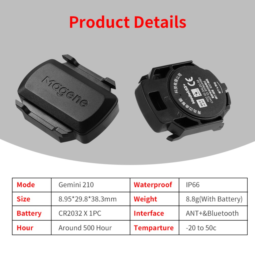 Gemini210 Bluetooth-compatible Speed Sensor Wireless Speedometer Waterproof Bike Speed Measuring Tool