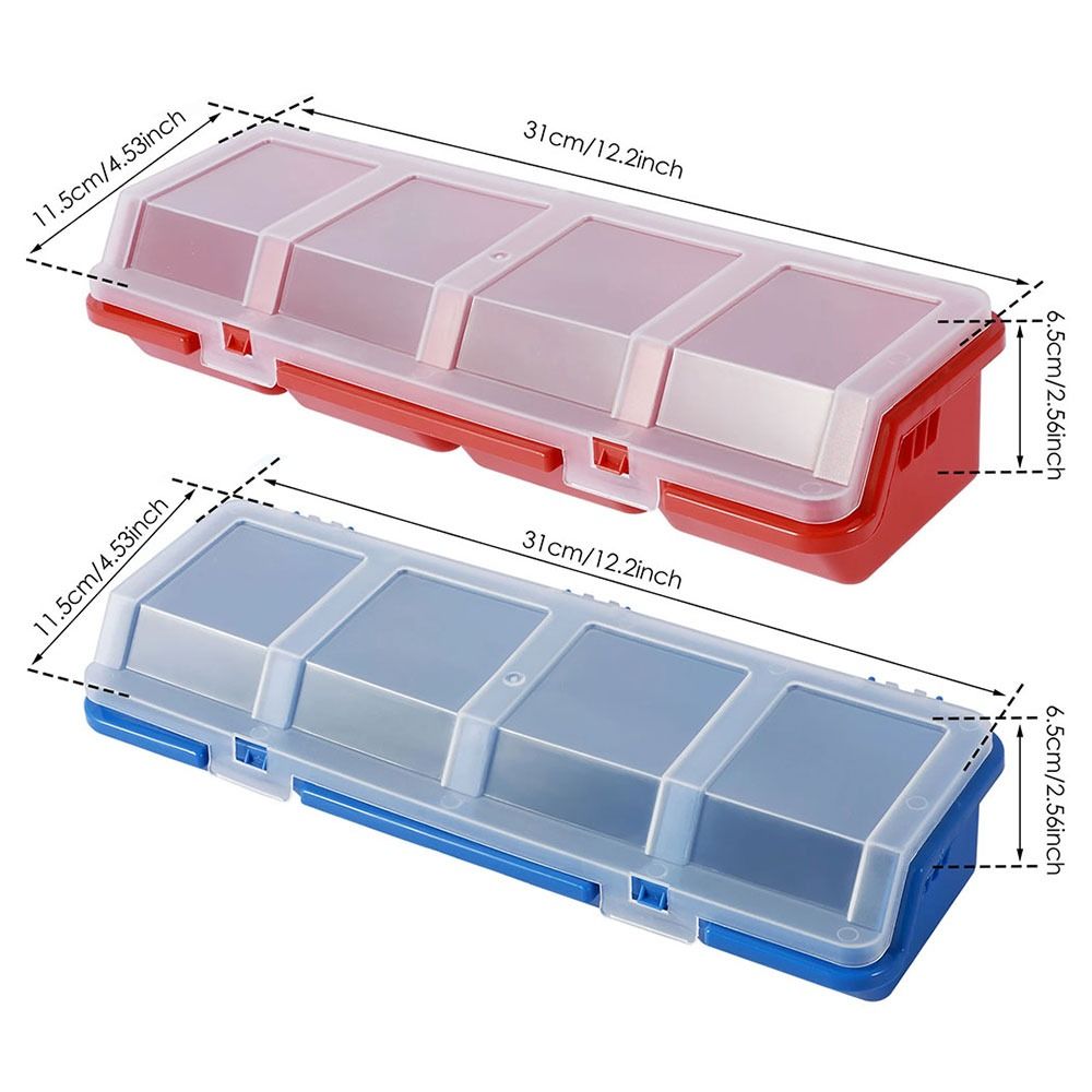 1Pcs Parts Storage Box Plastic Screw Organizer Box with 4 Compartment Tool Part Container Bin with Lid Display Storage Case