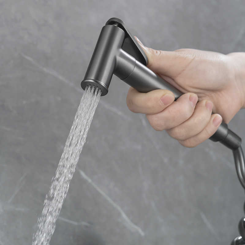 Toalett, bidet, komplett sett med 304 stk., rustfritt stål, nikkel, bærbar bidetrenser, metallisk toalett, nikkel