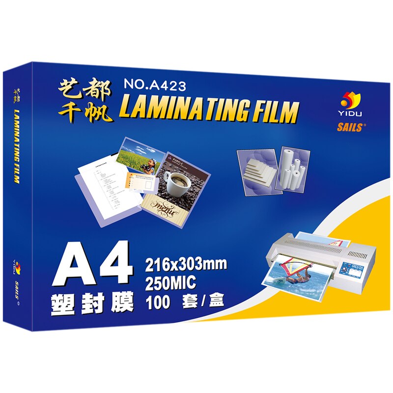 Thermische Lamineren Zakjes A4 250mic/10mil Voor Laminator Film Bestanden Bescherming 100 Stks/doos Yidu Sails