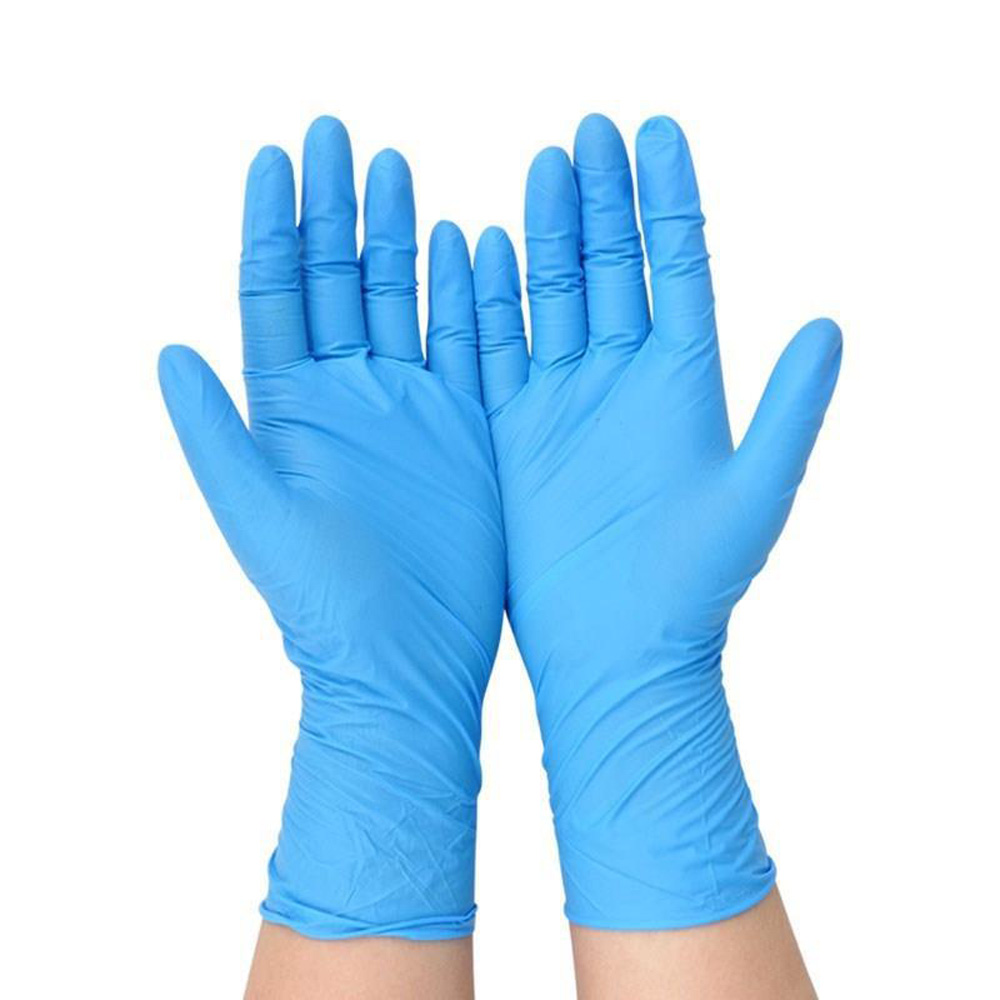 100 st blå engångsgummihandskar hushållsstädning catering mat långärmad 12 tums nitrilhandskar tjocka och slitstarka handskar