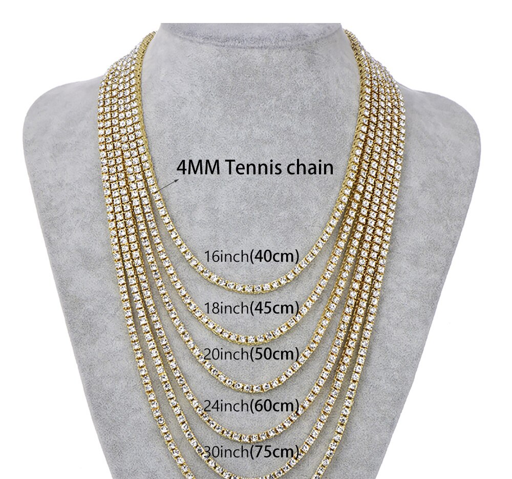 1 row Rhinestone men's hip hop Necklace rap singer Necklace ice tennis chain necklace shiny women's Necklace