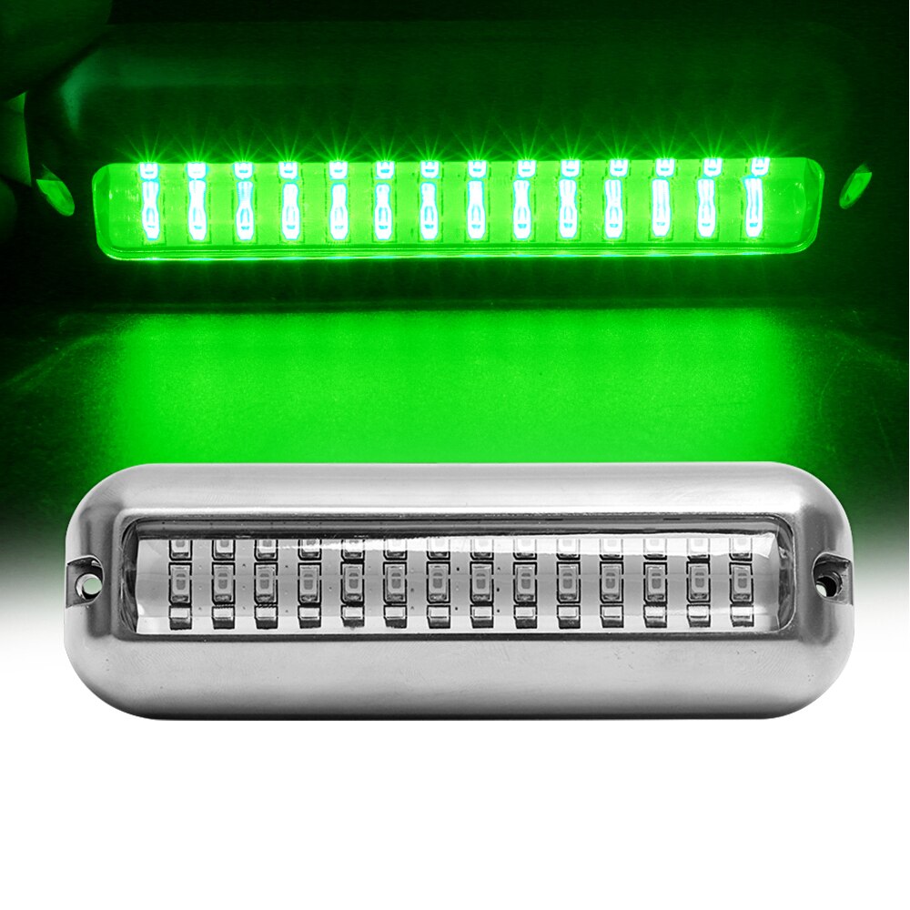 42LED 80W 538LM Stainless Steel Boat Transom Light Underwater Pontoon Marine Ship Boat Accessories Light Waterproof Marine Light: green 42LED