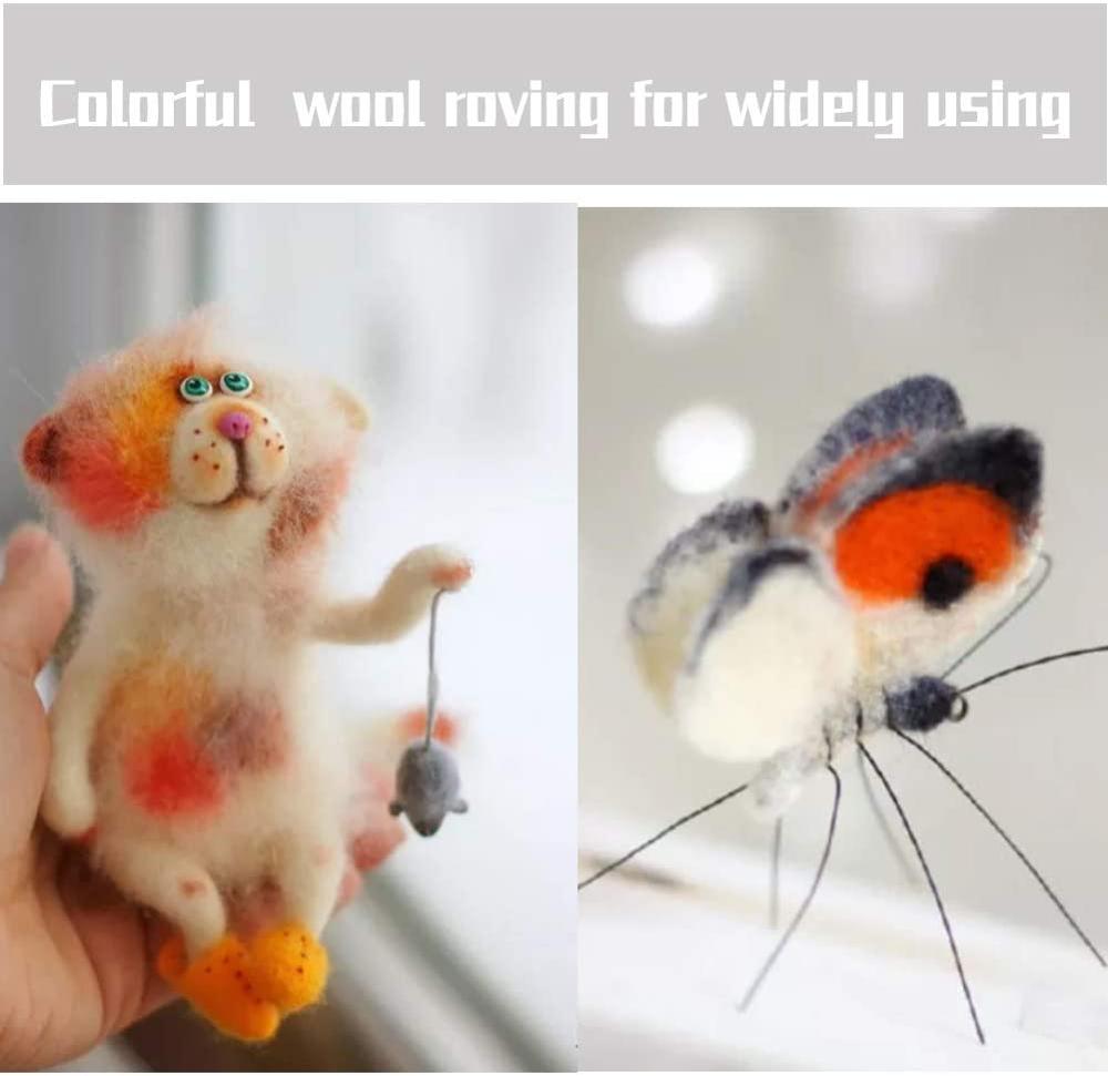 LMDZ 3.53oz Multicolor Wool Roving Yarn, Wool Felting Supplies,Pure Wool, Chunky Yarn, Spinning Wool Roving for Felting DIY