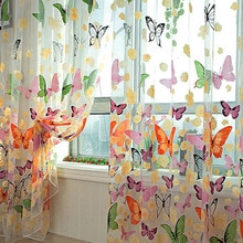 Vlinder Sheer Voile Gordijn Deur Window Panel Drape Scheidingswand Home Decor