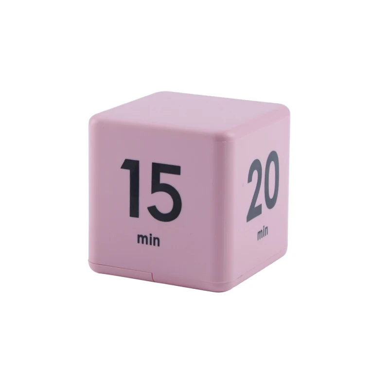 Productiviteit Kubus Timer Zwaartekrachtsensor Flipping LED-display 4 vooraf ingestelde tijd Dubbele modi Countdown Kookstudie Mini digitale timer: Roze