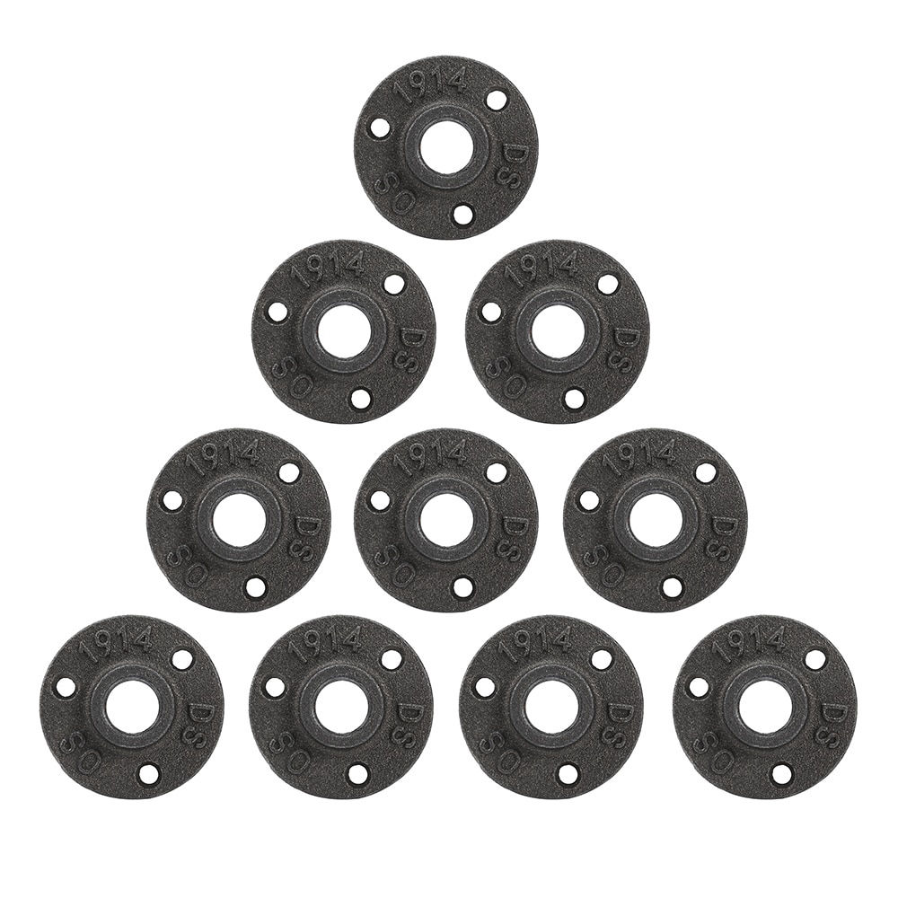 10 Pcs 1/2 "3/4" Black Decoratieve Gietijzer Vloer/Muur Flens Smeedbaar Gietijzer Buisleidingen BSP schroefdraad Gat