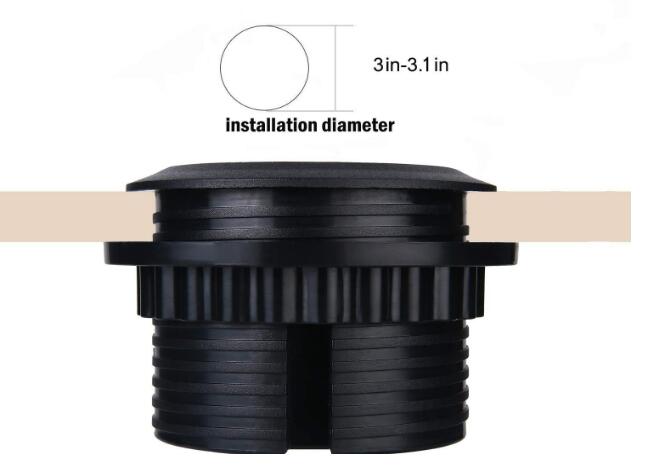 3 inch Desk Power Grommet, USB Grommet with Green Port, Desk Hole Round Grommet Outlets with 2 AC Outlets and 2 USB Ports 6.5FT