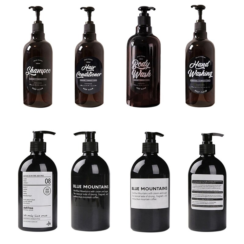 500Ml Nordic Pet Zeep Fles Bruin Badkamer Douchegel Hervulbare Flessen Shampoo Wassen Conditioner Lotions Druk Dispenser