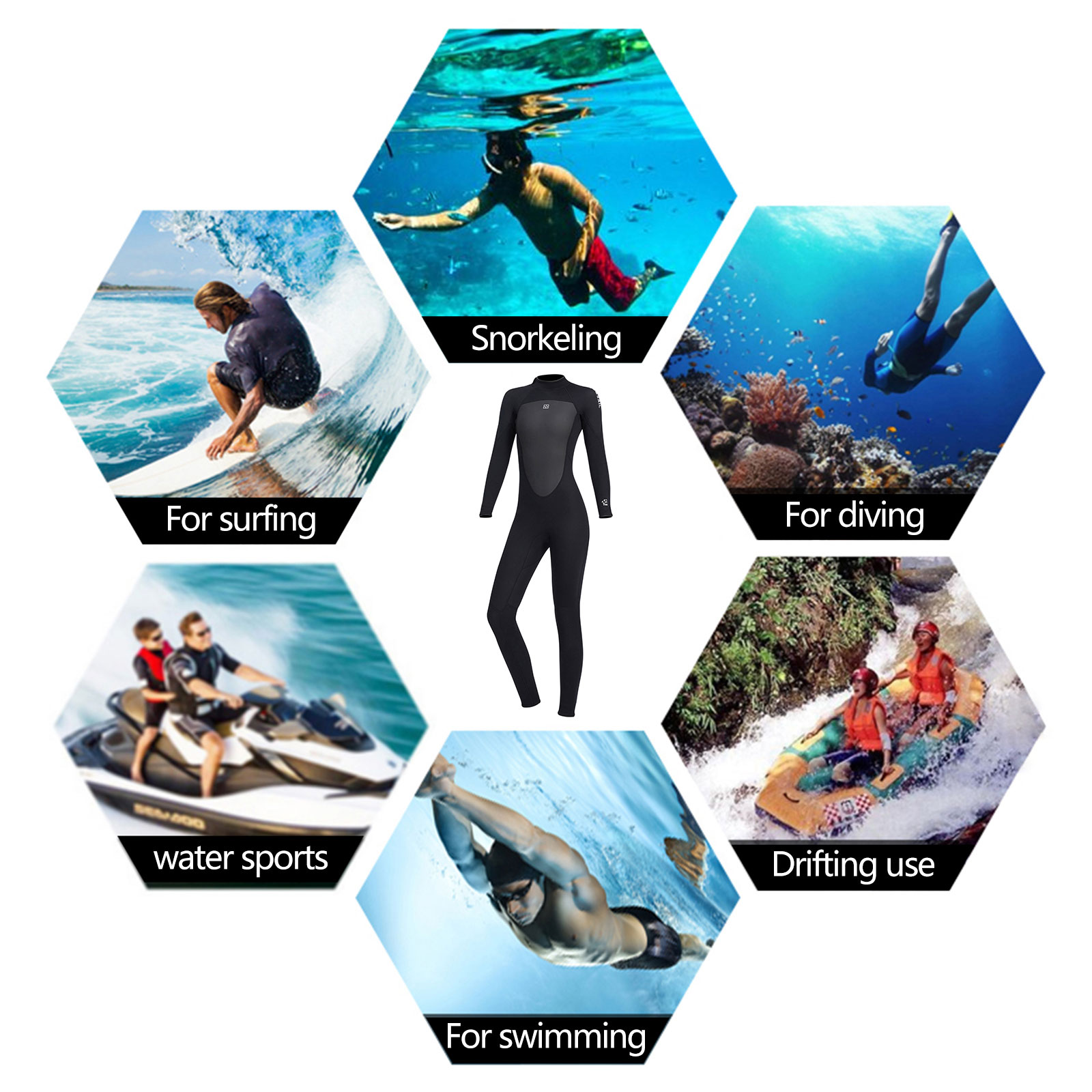 3mm Neoprene Wetsuits, Full Body Scuba Diving Suits, One Piece for Women, Snorkeling, Surfing, Swimming Long Sleeve Keep Warm