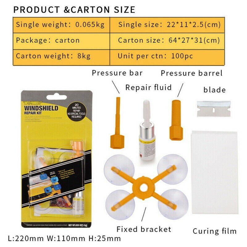 1 Set Car Glass Repair Auto Windshield Wind Screen Premium DIY Durable