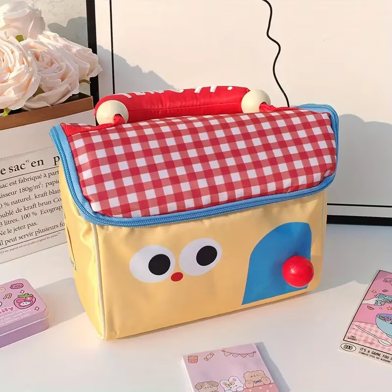 Cute Cottage Makeup Bag Large Capacity Multifunctional Fresh-Keeping Insulated Lunch Box Bag Handbag Beauty Bag