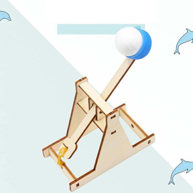 Juego de Catapulta de madera para niños, juguete de trebuquete, experimento científico, bricolaje, 1 Juego
