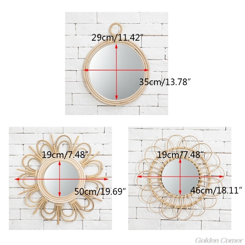 Rattan arte inovadora decoração homestay maquiagem espelho de vestir banheiro parede pendurado espelhos d23 20 dropshipping