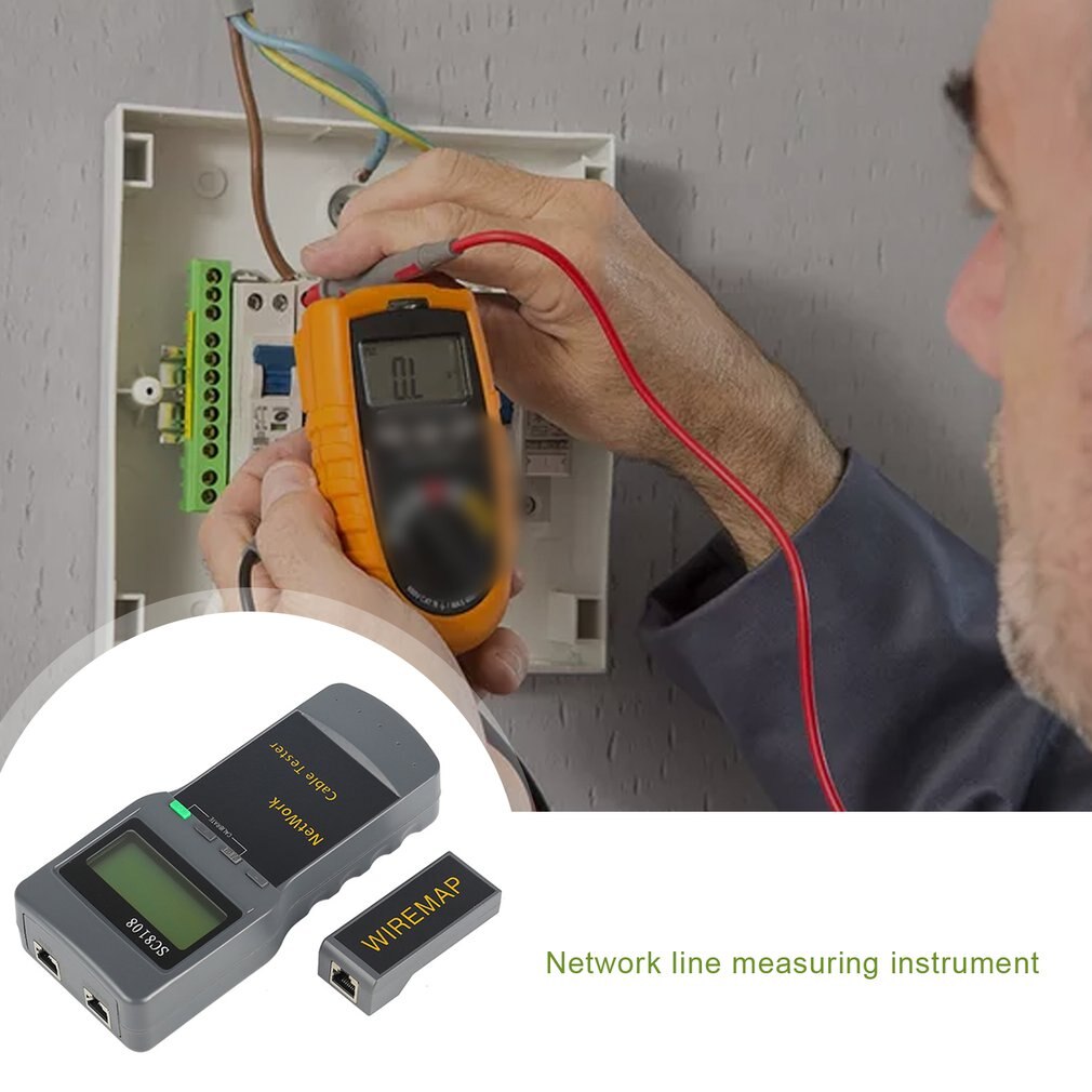 SC8108 Portable LCD Network Tester Meter&LAN Phone Cable Tester & Meter With LCD Display RJ45 Network Line Measuring