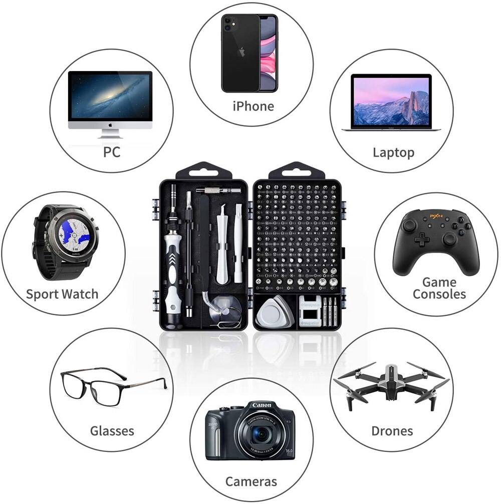 122 in 1 Magnetic Laptop Screwdriver Kit Computer Repair Kit Precision Screwdriver Set Small Impact Screw Driver Set with Case
