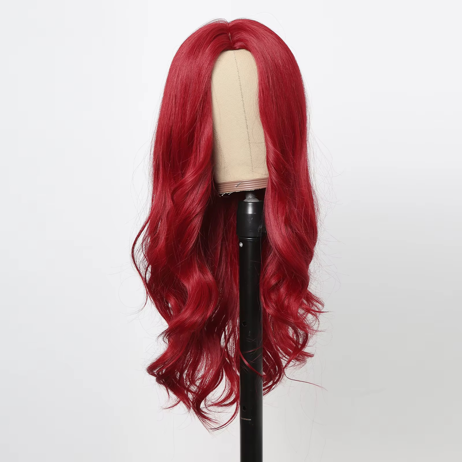 wine red Wave synthetic wig Long body wave red natural wig middle part of Cosplay Halloween smooth fiber wig for women