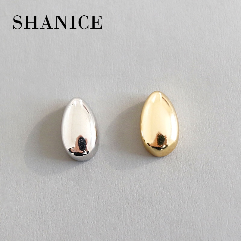 Shanice Eenvoudige Shape Charm 925 Sterling Zilveren Sieraden Vintage Glad Gezicht Geometrische Ovale Stud Earring Voor Vrouwen