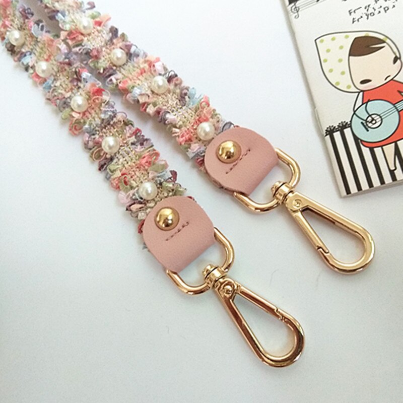 Perle armure ceinture sacs accessoires pour femmes rose réglable épaule cintre sac à main sangles décoratif poignée ornement