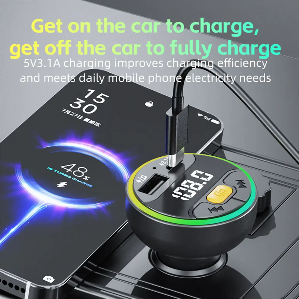 Car FM Transmitter Bluetooth 5.3 Handsfree Wireless Car Kit USB Car Charger Auto Radio Fm Modulator Mp3 Player Adapter