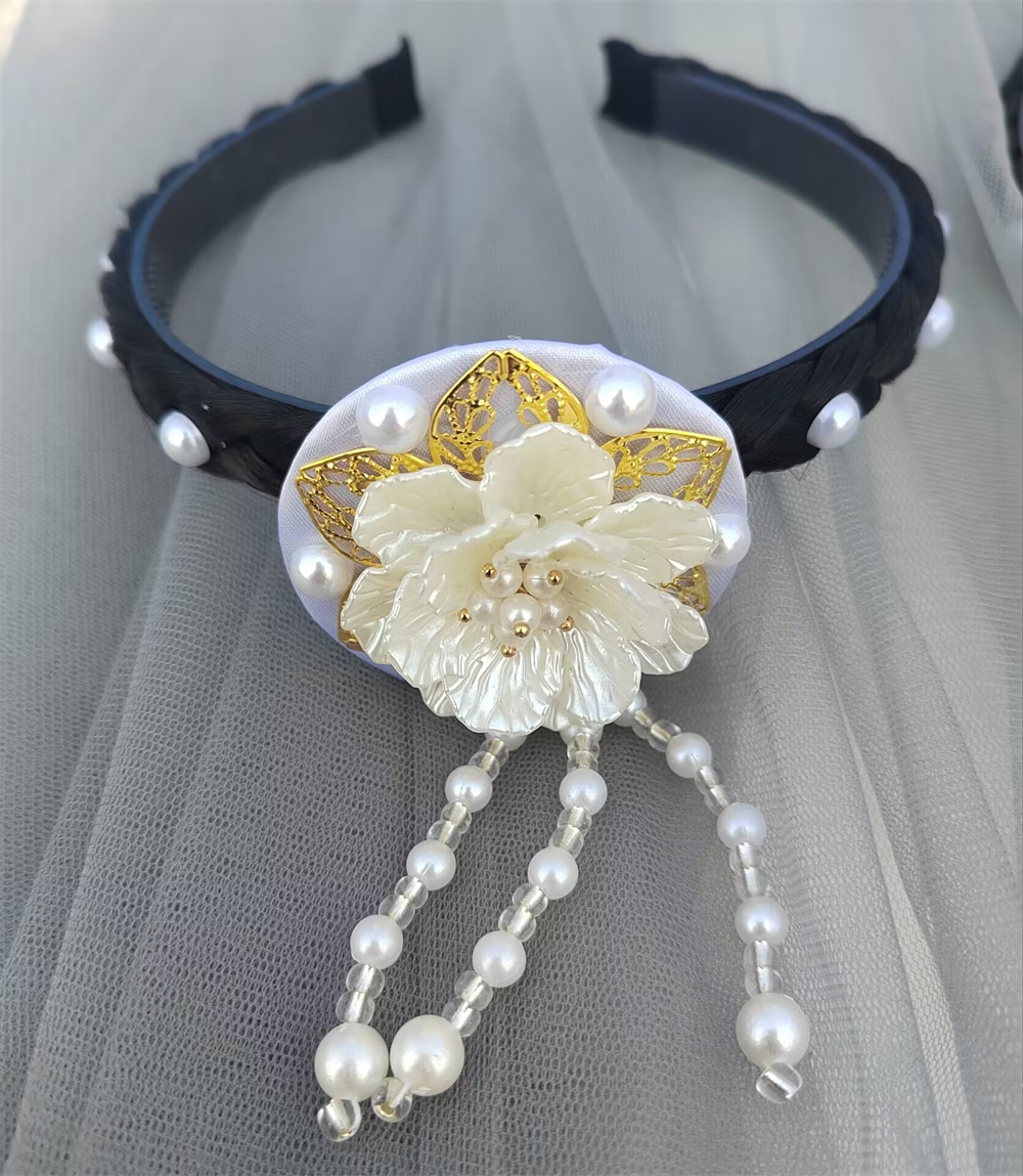 1pcs Korean Version Tassel Flower Hairband Traditional Classical Ethnic Style Headdress Hanbok Accessories Women Girl: Orange