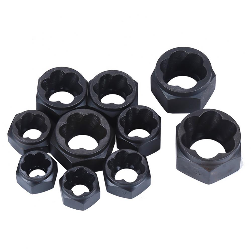 10Pcs Metal Bolt Nut Remover Extractor Kit Damaged Stripped Socket Wrench Set