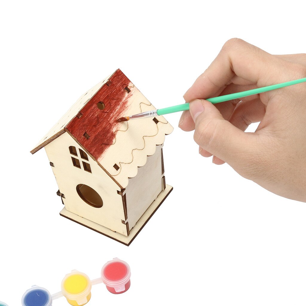 Wooden Bird Feeder Hanging for Garden Yard Decoration Hexagon Shaped With Roof Outdoor Bird Nest Wooden Arts #YL10