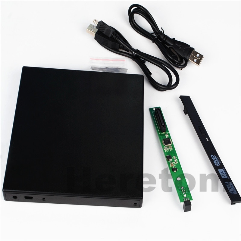 Heretom 12,7mm USB 2.0 Externe DVD/CD-ROM Fall IDE/PATA zu SATA Optical Disk Drive Externe DVD Gehäuse für Laptop PC