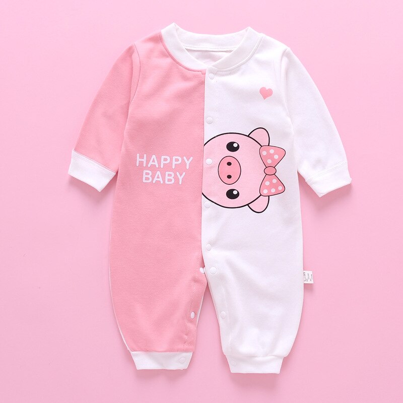 Pasgeboren Puur Katoen Kleding Set Baby Meisjes Algehele Lange Mouw Pyjama Baby Romper Voor Baby Jongens Jumpsuit Kostuum: Roze / 12m