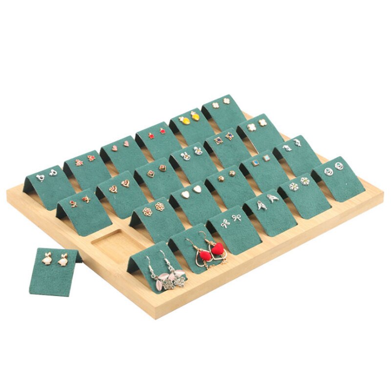 Drewniany schowek na kolczyki tacka na karty na akcesoria robić biżuterii wyświetlacz biżuteria pierścionek naszyjnik Organizer robić ekspozycji