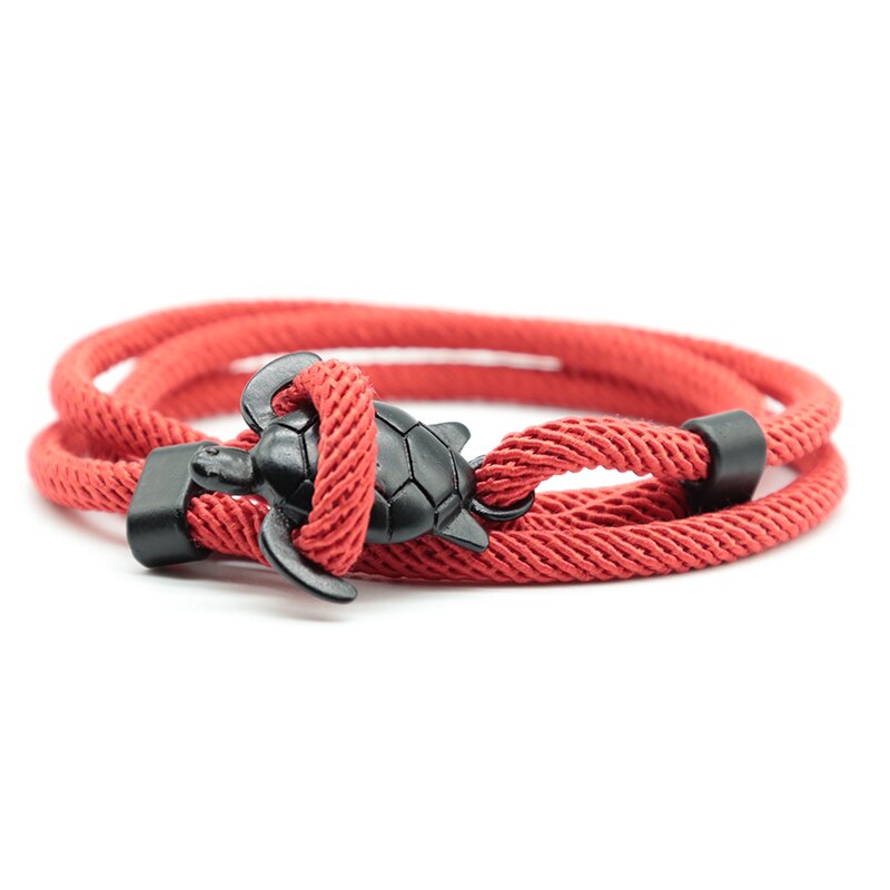 Noter novel skildpadde armbånd til mænd håndlavet flerlags justerbar snor kæde armbånd strand surfer smykker wrap braslet pulseira: Rødbrun