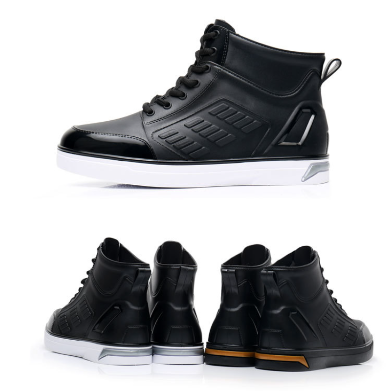 Men's Rainboots Waterproof Rain Shoes Men Rain Boy Water Shoes Rubber Black Ankle Boots Lace-Up Shoes for Mens Boots