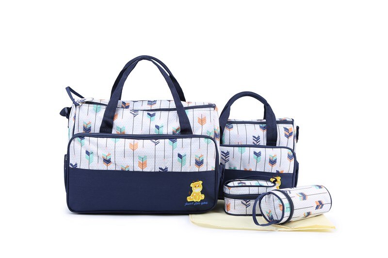MOTOHOOD 5 stücke Baby Windel Tasche Anzüge Für Mutter Mutter Mutterschaft Tasche setzt Baby Flasche Halfter murmeln Frauen Tasche Für kinderwagen: Marine