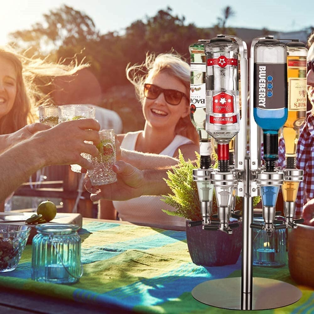 6 Fles Roterende Bar Drank Drank Dispenser Houder Alcohol Drinken Shot 6-Station Roterende Liquor Dispenser Cocktail Wijn
