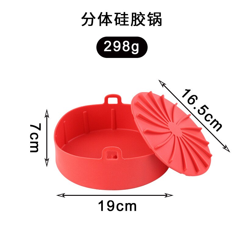 Air Friteuse Silikon Topf Grill Pan Reusable Silikon Topf Backblech Multifunktionale Silikon Pad Zubehör Kuchen Backen Pfannen: Type 2-Red 19cm